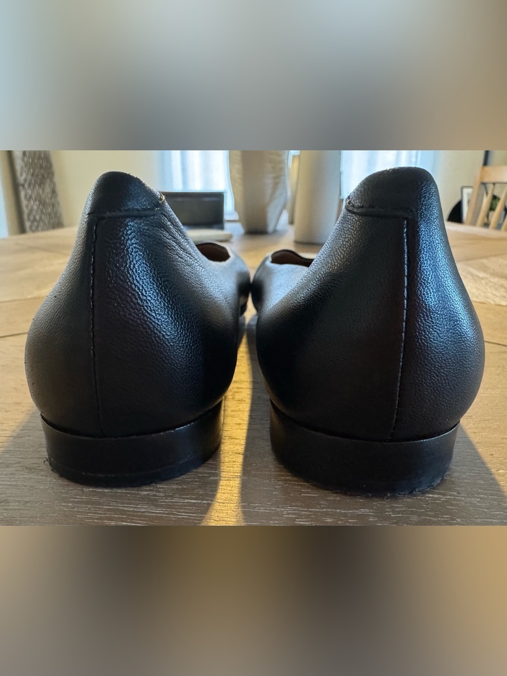 Lewit Black Genuine Leather Rounded Toe Ballet Flats - Made in Italy - Picture 6 of 11